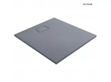 Oltens Bergytan brodzik prostokątny 100x90 cm RockSurface szary beton