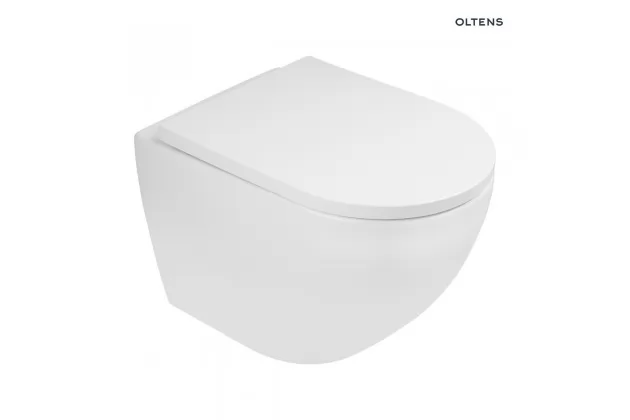 Zestaw Oltens Hamnes Stille miska WC wisząca PureRim z deską wolnoopadającą biały