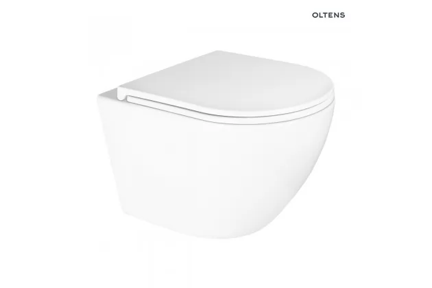 Zestaw Oltens Hamnes Kort miska WC wisząca PureRim z deską wolnoopadającą biały