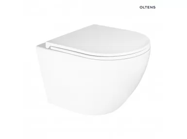 Zestaw Oltens Hamnes Kort miska WC wisząca PureRim z powłoką SmartClean z deską wolnoopadającą biały