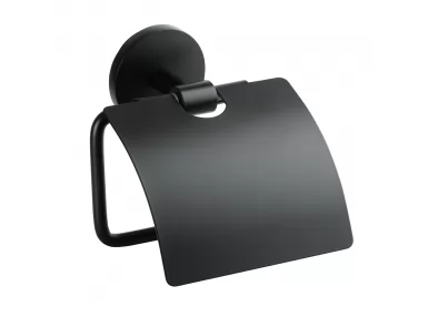 Uchwyt na papier toaletowy z klapką Nox czarny - 102512010