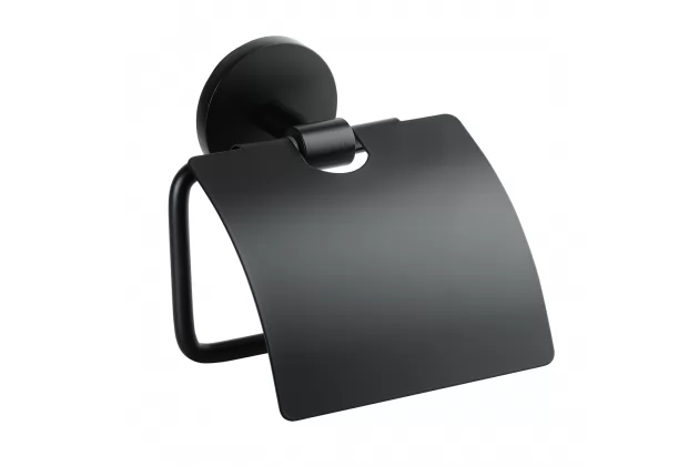 Uchwyt na papier toaletowy z klapką Nox czarny - 102512010