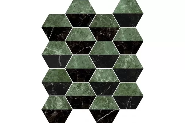 Marmi Hex Decor Nero Verde 15x17,3 - pytka gresowa