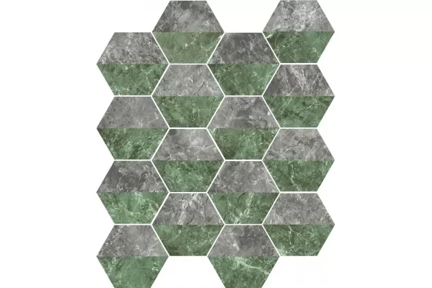 Marmi Hex Decor Verde Grigio 15x17,3 - pytka gresowa