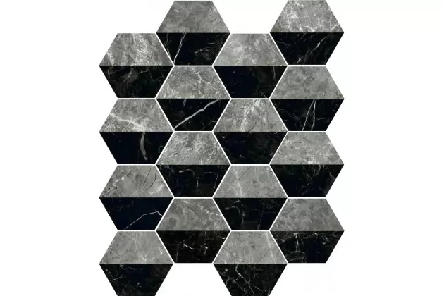 Marmi Hex Decor Grigio Nero 15x17,3 - pytka gresowa