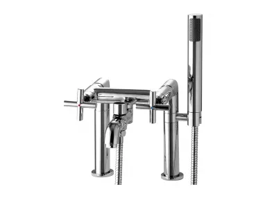 MODERN 2-Loch Badewannenarmatur mit Duschbrause chrom