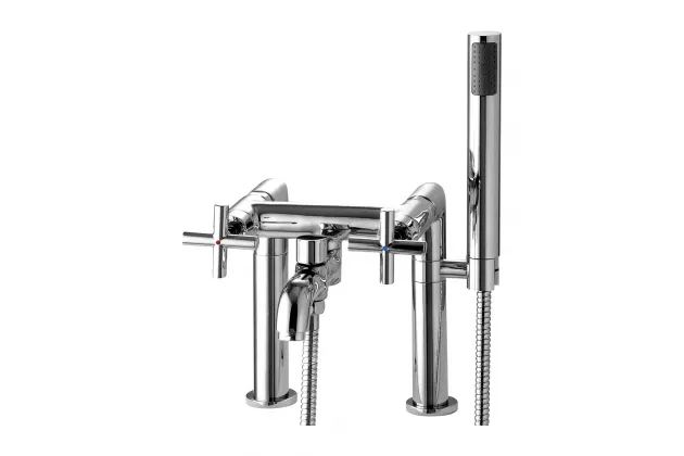 MODERN 2-Loch Badewannenarmatur mit Duschbrause chrom