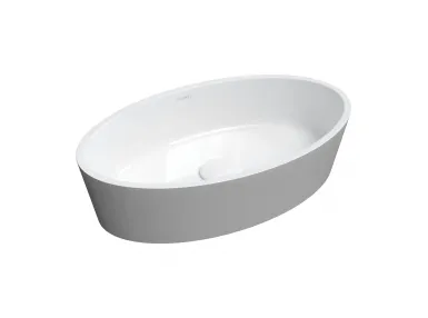 BARI M+ umywalka nablatowa 50x30 biały / szary połysk