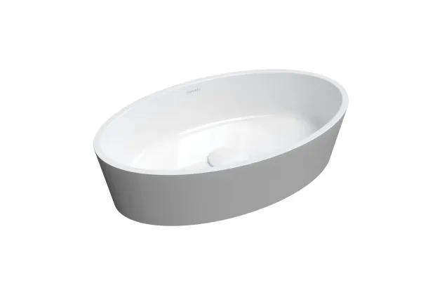 BARI M+ umywalka nablatowa 50x30 biały / szary połysk