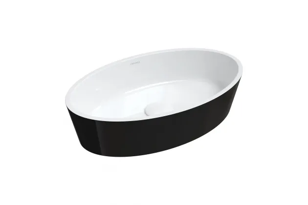 BARI M+ umywalka nablatowa 50x30 biały / czarny połysk