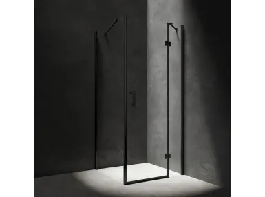 MANHATTAN kabina prysznicowa kwadratowa z drzwiami uchylnymi 90x90 cm czarny mat / transparentny