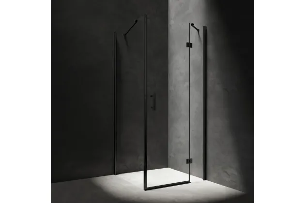 MANHATTAN kabina prysznicowa prostokątna z drzwiami uchylnymi 80x90 cm czarny mat / transparentny