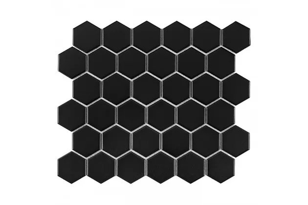Hexagon Black Matt 51 28x27,1 - mozaika ścienna czarna