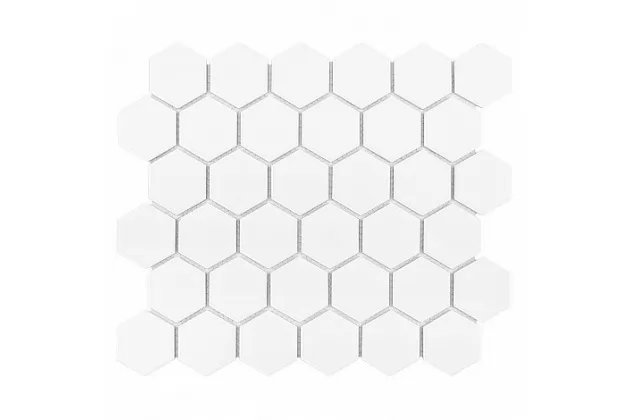  Hexagon White Matt 51 28x27 - mozaika ścienna
