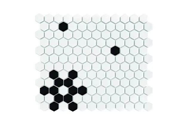 Mini Hexagon B&W Snow 30x26 - mozaika ścienna