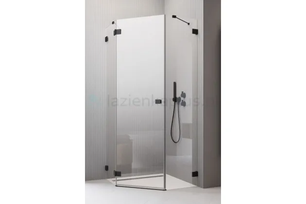 Essenza Pro Black PTJ kabina prysznicowa 90x100x200 cm pięciokątna lewa czarny mat/szkło przezroczyste