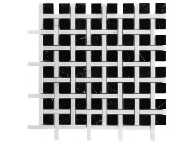Pure Black BW02 Mozaika kamienna, rozmiar kostki 63x10/25x25x10 mm