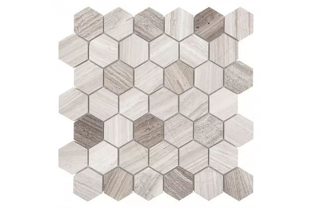 Woodstone grey Hexagon 48 29.8x30.2 - mozaika kamienna