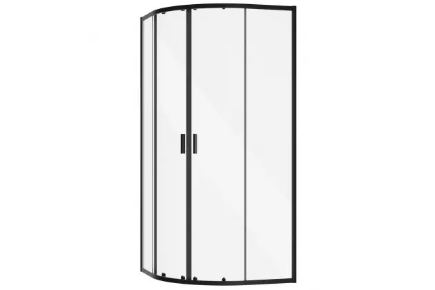 Kabina prysznicowa półokrągłą Zarya Black 80 + brodzik Alex Stone Effect Black 90 x 190