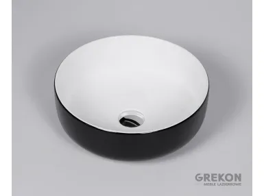 SIMPLE czarno - biała umywalka ceramiczna 38.5x14