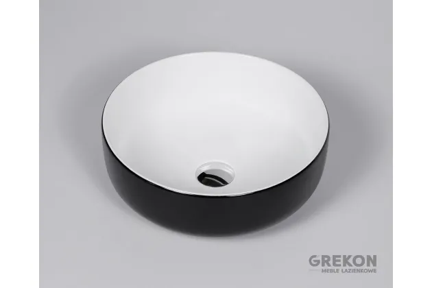 SIMPLE czarno - biała umywalka ceramiczna 38.5x14