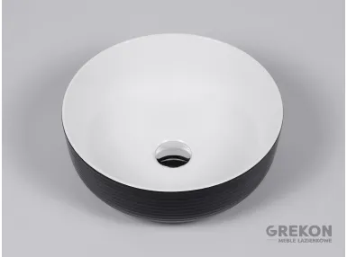 SIMPLE LINES czarno - biała umywalka ceramiczna 38.5x14
