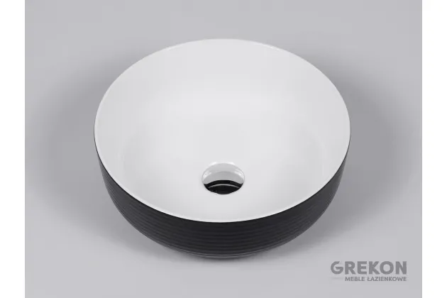 SIMPLE LINES czarno - biała umywalka ceramiczna 38.5x14