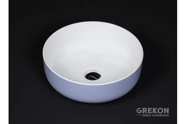SIMPLE niebiesko - biała umywalka ceramiczna 38.5x14