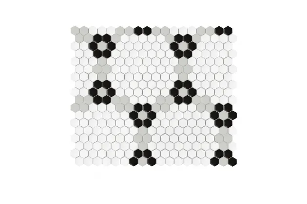 Mini Hexagon Garland Black Matt 40,1x34,1 - mozaika gresowa