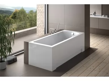 Wanna prostokątna akrylowa biała Shea 150x70 + panel obudowy Uni + nogi