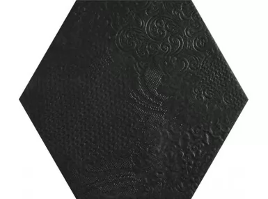 Milano black  Hex 22x25 cm. Czarna płytka heksagonalna.