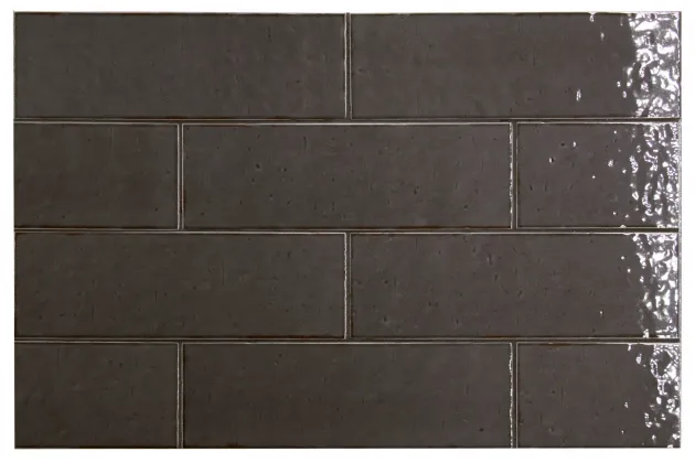 Kalma Mercury Gloss 6x18,6 - Czarna płytka gresowa