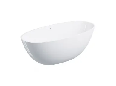 Wanna wolnostojąca Shell M+ biały połysk 160x75 cm z  przelewem SHELLWWZPBP