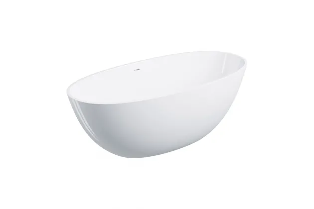 Wanna wolnostojąca Shell M+ biały połysk 160x75 cm z  przelewem SHELLWWZPBP