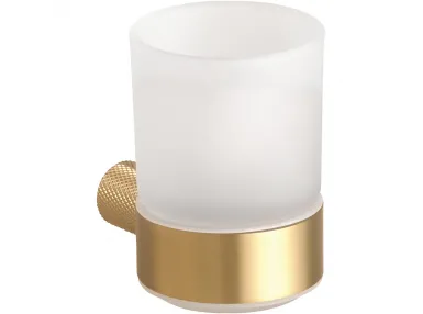 Pojemnik Auria na szczoteczkę szklany, złoty mat - 171110010