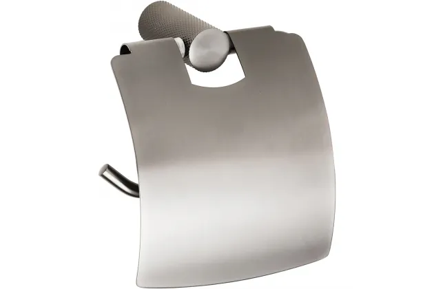 Uchwyt na papier toaletowy z klapką Grino, grafitowy mat - 173112012