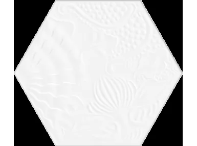 Gaudi White Lux Hex 25 22x25. Biała płytka gresowa heksagonalna.