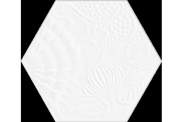 Gaudi White Lux Hex 25 22x25. Biała płytka gresowa heksagonalna.