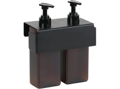 Uchwyt wraz z dozownikiem na mydło 500ml Living , podw&oacute;jny, w kolorze czarny mat - 101519020 + 131567705
