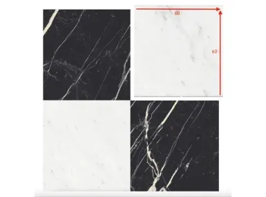 Majestic Nero Bilbao Bianco Barga 60x60 - płytka gresowa