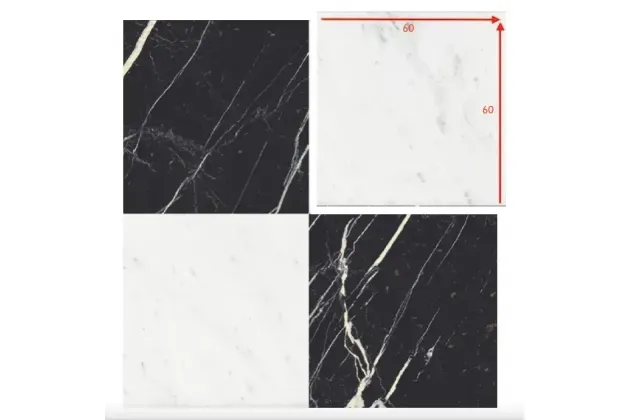 Majestic Nero Bilbao Bianco Barga 60x60 - płytka gresowa