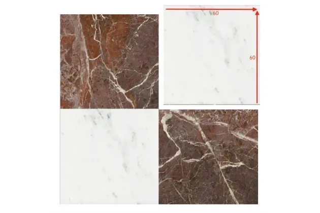 Majestic Rosso Levanto Bianco Barga 60x60 - płytka gresowa