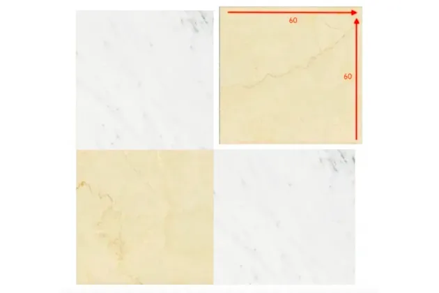 Majestic Bianco Barga Crema Rezzato 60x60- płytka gresowa szachownica