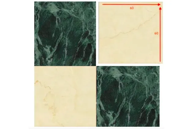 Majestic Verde Alpi Crema Rezzato 60x60 - płytka gresowa szachownica