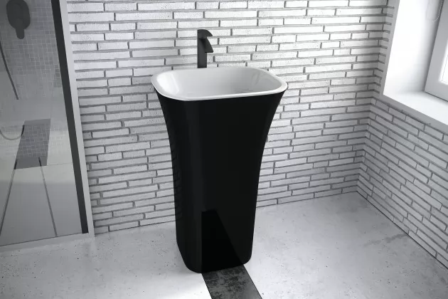 Umywalka wolnostojąca Assos B&W 40x50x85 - czarno-biała umywalka z kompozytu mineralnego