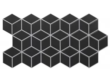Rhombus Black Hex 26.5x51. Czarna płytka gresowa w romby.