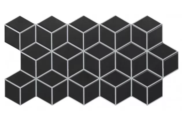 Rhombus Black Hex 26.5x51. Czarna płytka gresowa w romby.