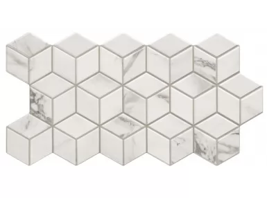 Rhombus Venato 26.5x51. Płytka gresowa imitacja biały marmur, romby.