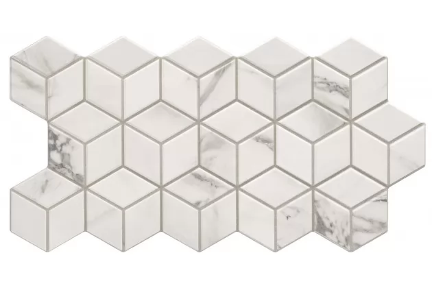 Rhombus Venato 26.5x51. Płytka gresowa imitacja biały marmur, romby.