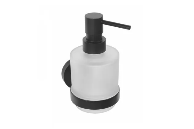 Dozownik mydła Dark Mini, czarny wiszący ze białego szkła. 104109100.